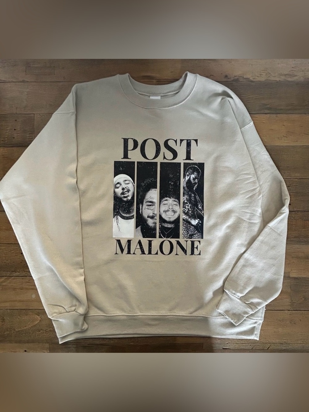 POST MALONE Hanes Cream Graphic Oversized Sweatshirt - Picture 3 of 11